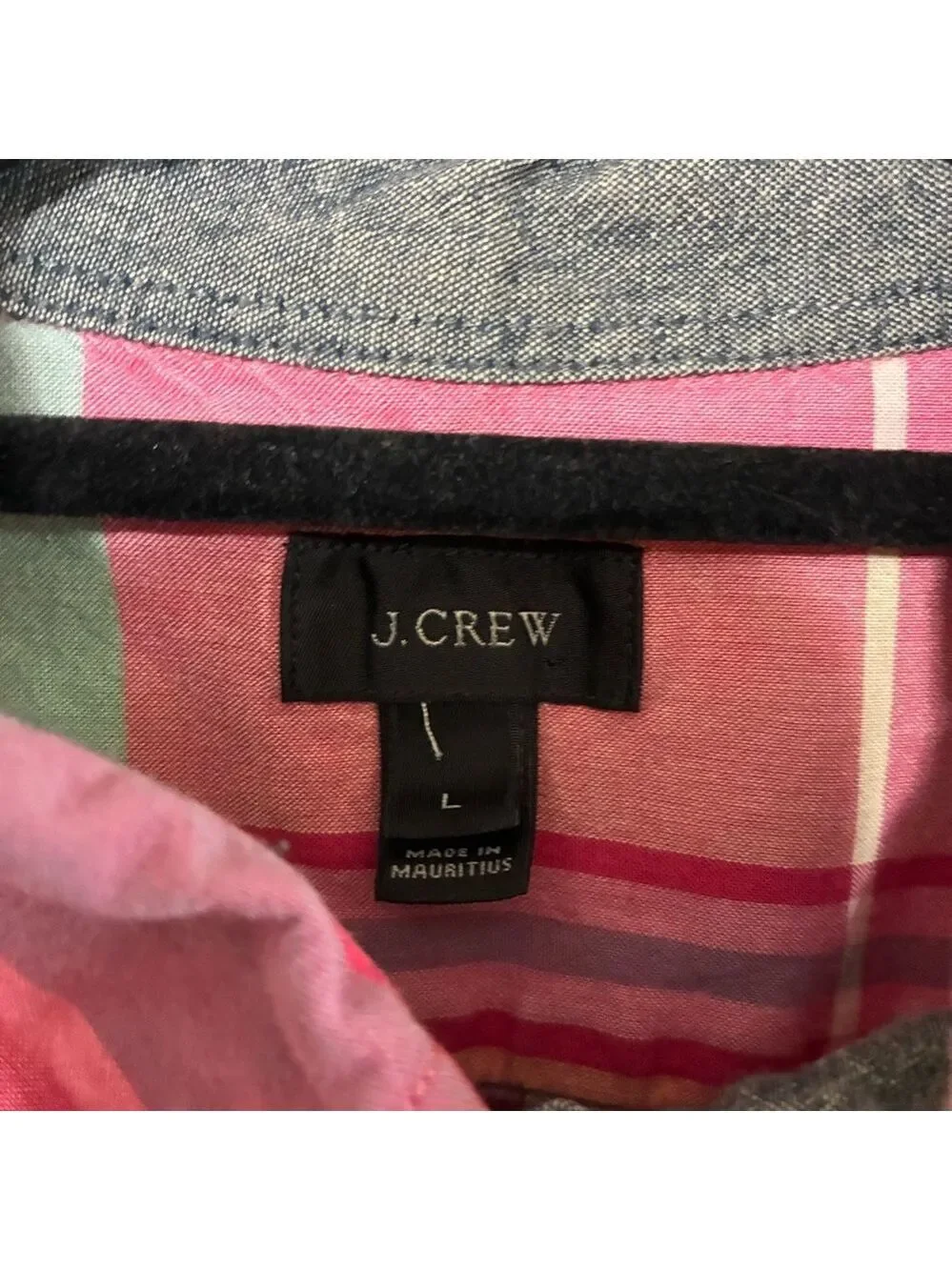J.Crew Madras Plaid Button Down Shirt Men’s L Red Green Long Sleeve